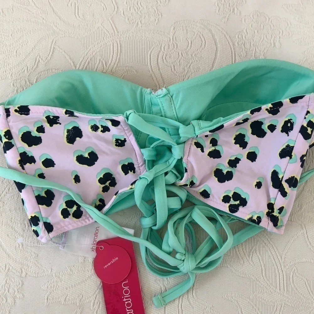 NEW Xhilaration reversible animal print bikini top